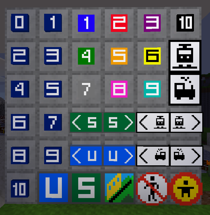 Screenshot showing all of the blocks in the mod