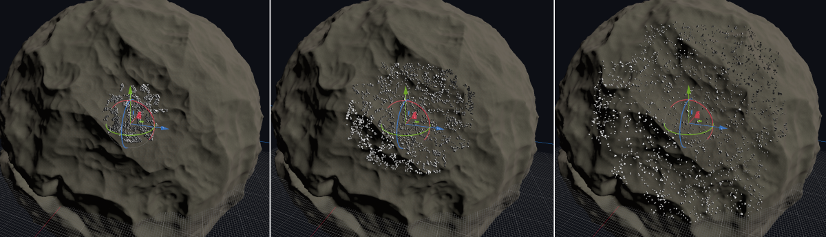 Screenshot showing the effect of lod_index on the range of instances