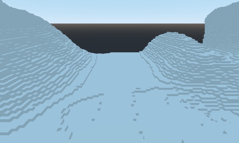 Screenshot of blocky terrain from the quick start guide