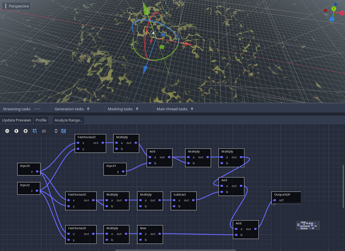 Cave voxel graph perturb and modulated