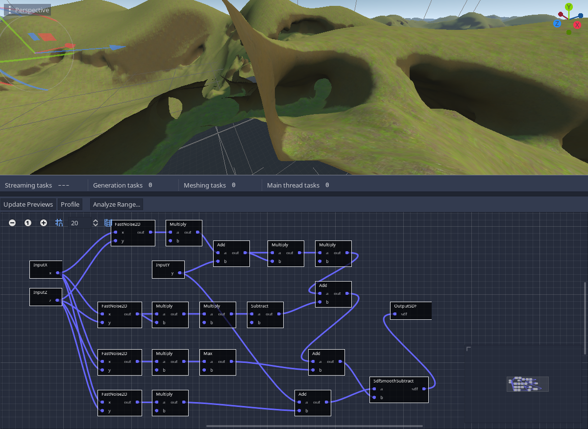 Cave voxel graph terrain subtract