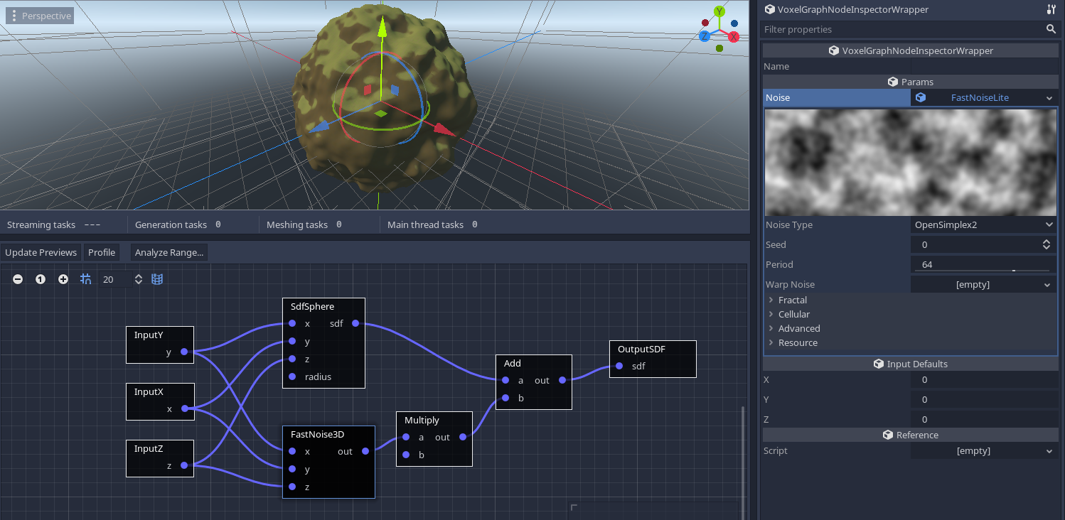 Voxel graph sdf sphere with noise