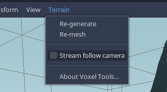 Stream follow camera menu